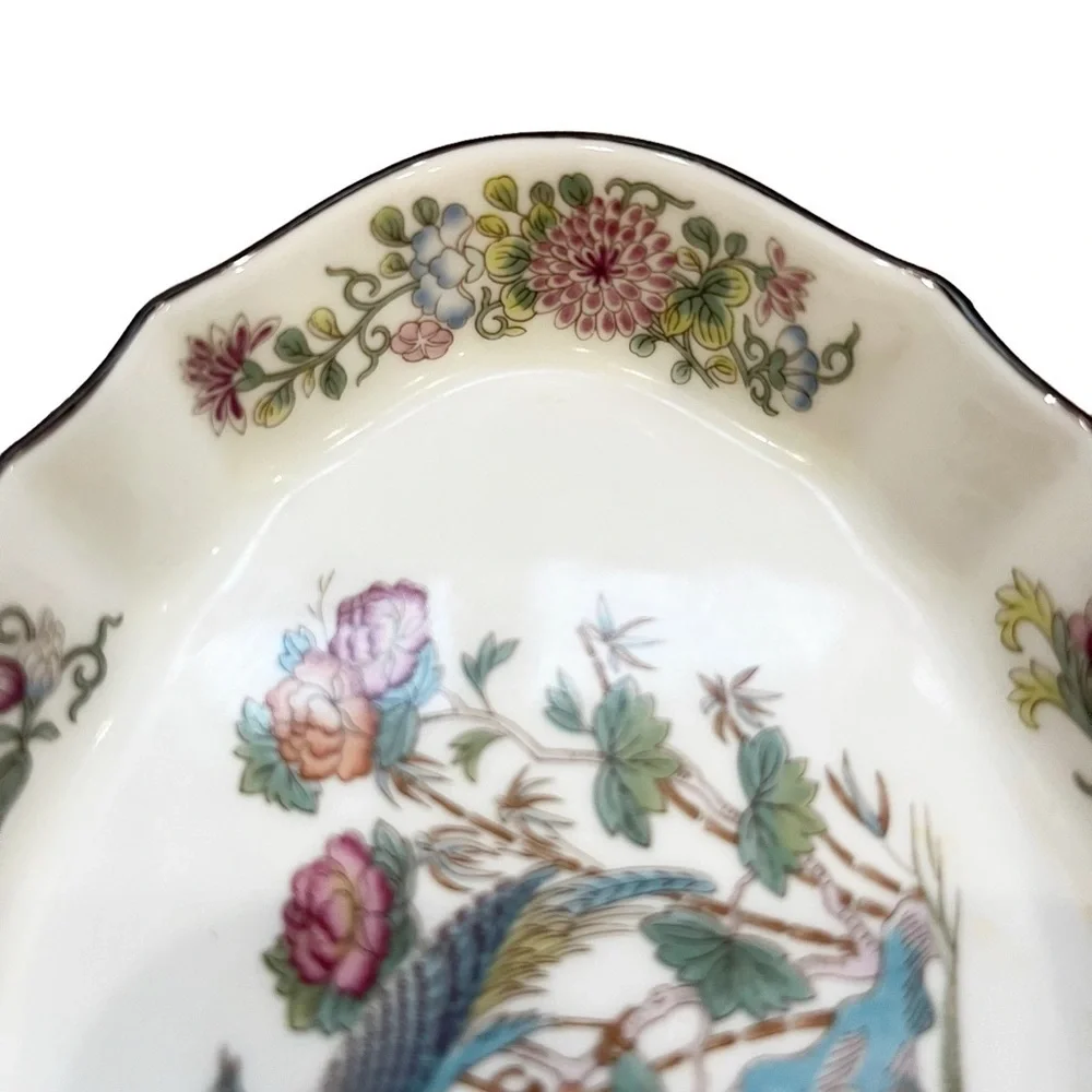Vintage Wedgwood Kutani Crane Bone China Small Jewelry Trinket Dish White 5”x4”